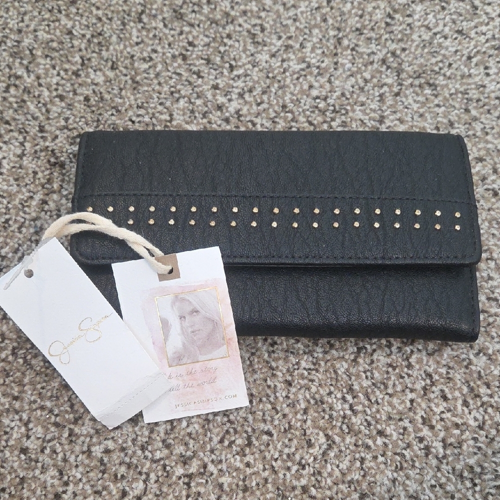 Jessica Simpson Black Clutch with Gold Accents